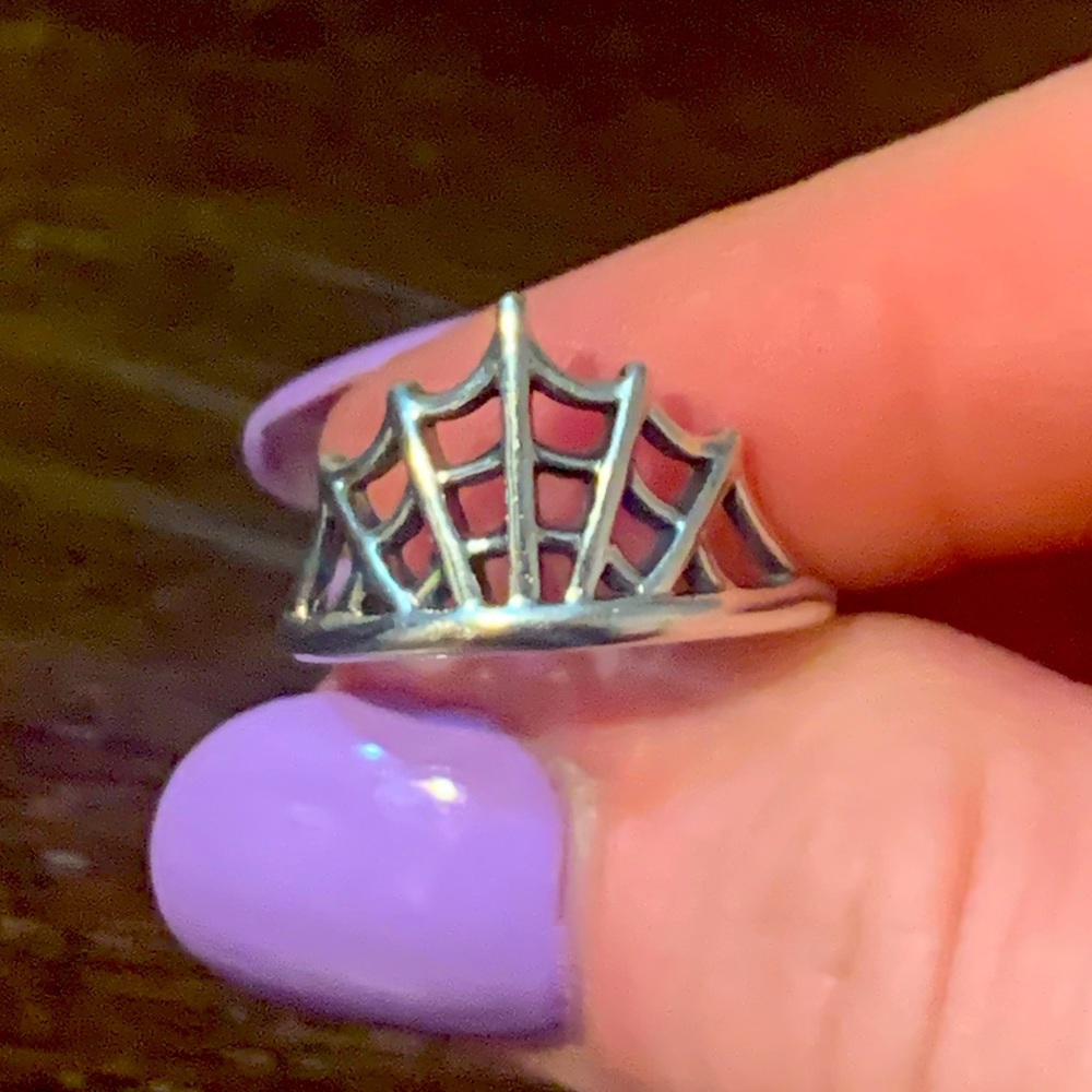 Sterling silver spider web ring